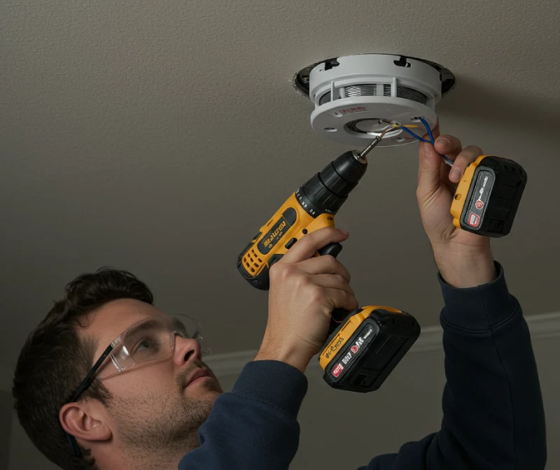Skilled Electrician Performing Electrical Repairs in a House